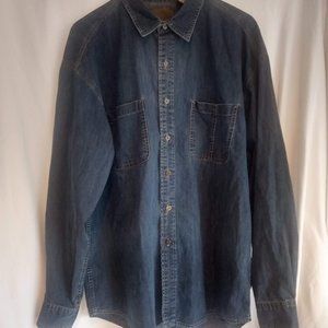 Vintage Gap Blue Jeans Button Up Shirt Mens XL